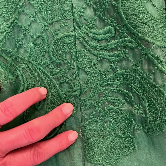 Lace Overlay Silk Green Dress Size 6 - Picture 12 of 12